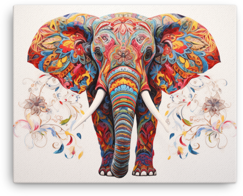 Kaleidoscopic Majesty Elephant Canvas Wall Art