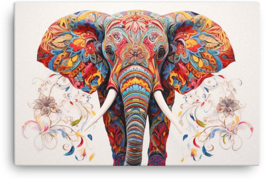 Kaleidoscopic Majesty Elephant Canvas Wall Art