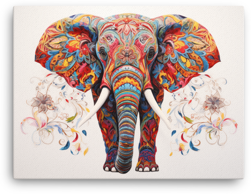 Kaleidoscopic Majesty Elephant Canvas Wall Art