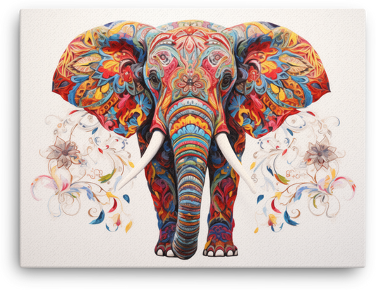 Kaleidoscopic Majesty Elephant Canvas Wall Art