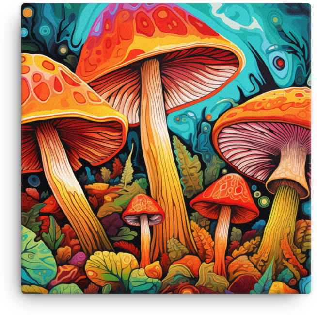 Kaleidoscopic Mushroom Forest Canvas