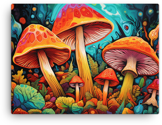 Kaleidoscopic Mushroom Forest Canvas