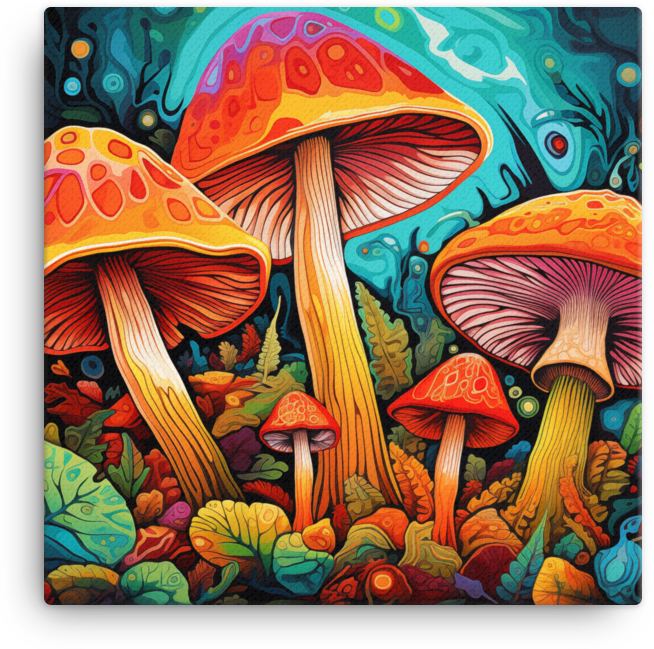 Kaleidoscopic Mushroom Forest Canvas