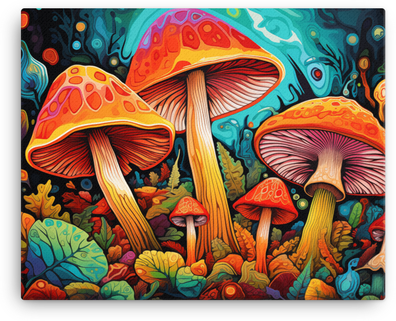 Kaleidoscopic Mushroom Forest Canvas