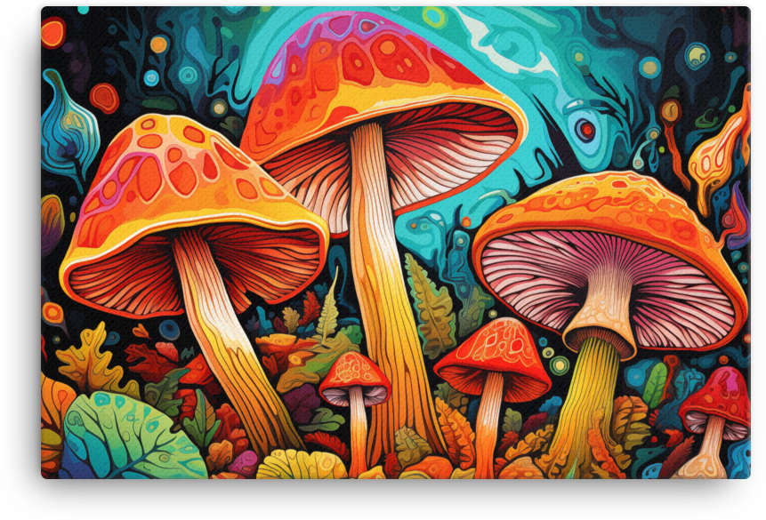 Kaleidoscopic Mushroom Forest Canvas
