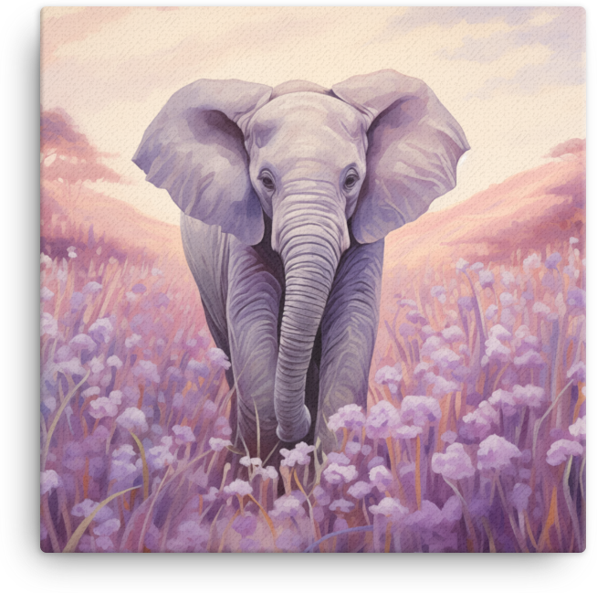 Lavender Twilight Elephant Canvas Wall Art