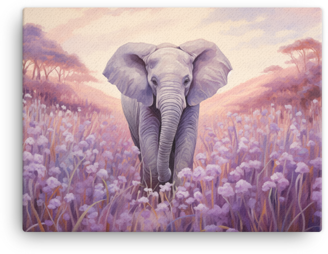 Lavender Twilight Elephant Canvas Wall Art