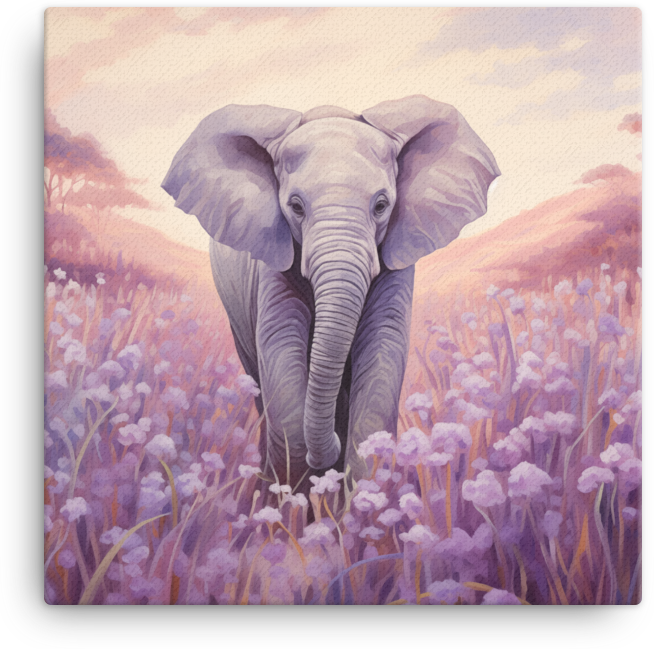 Lavender Twilight Elephant Canvas Wall Art