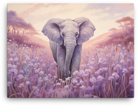 Lavender Twilight Elephant Canvas Wall Art