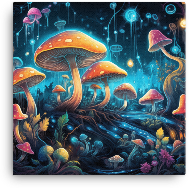 Luminous Mushroom Fantasy Canvas