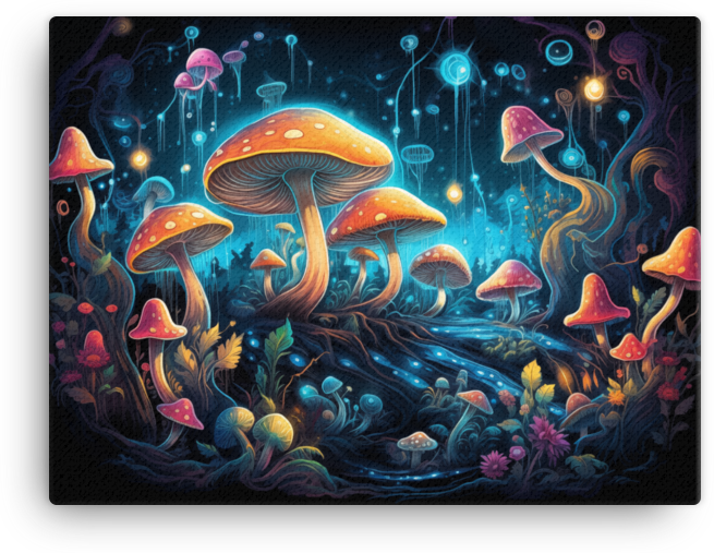Luminous Mushroom Fantasy Canvas