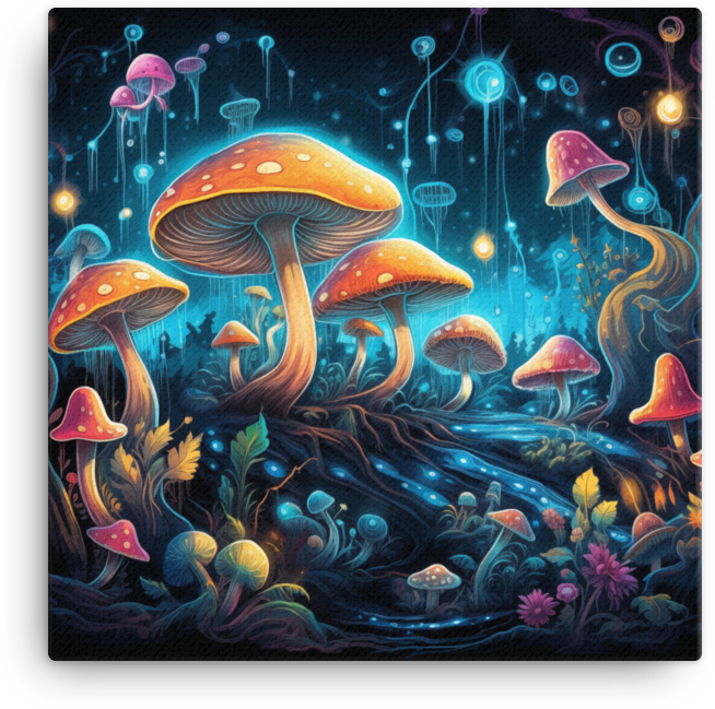Luminous Mushroom Fantasy Canvas
