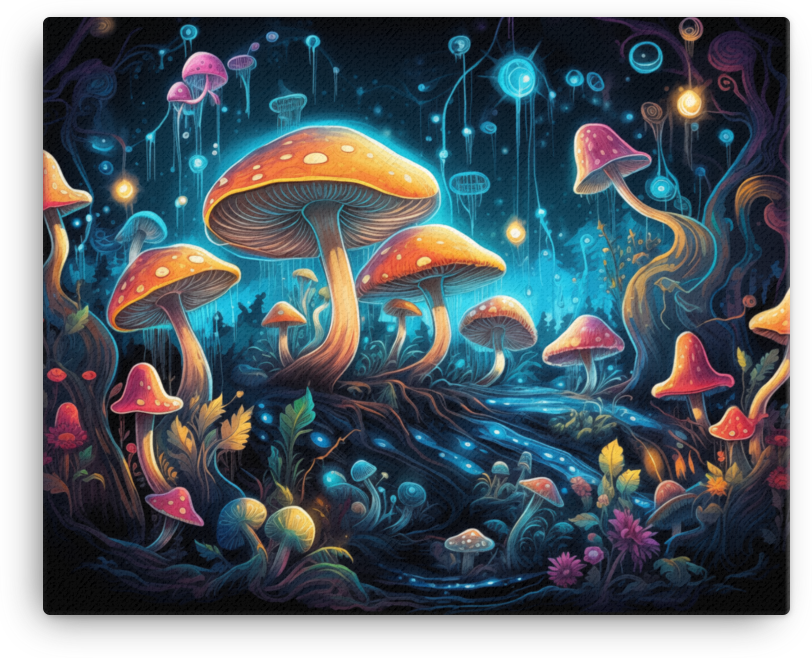 Luminous Mushroom Fantasy Canvas