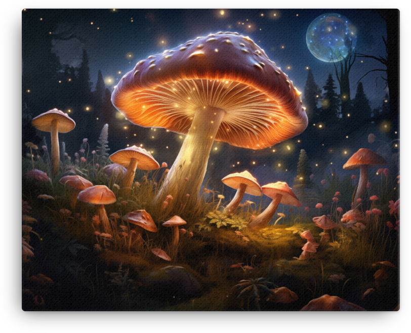 Lunar Glow Mushroom Forest Canvas