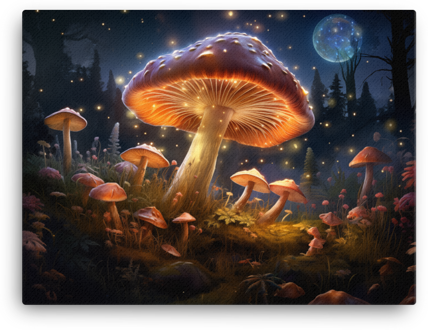 Lunar Glow Mushroom Forest Canvas