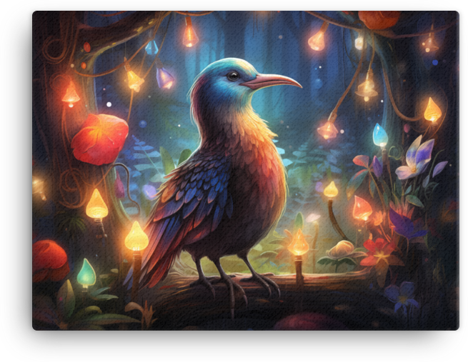 Magical Lantern Bird Canvas Wall Art