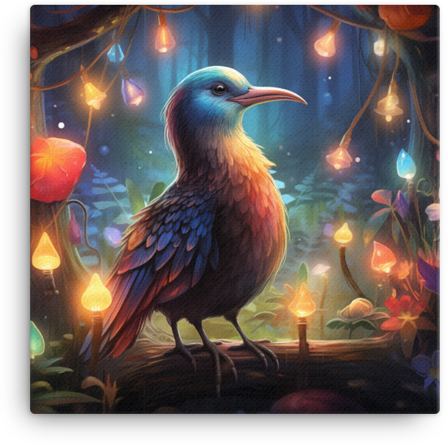 Magical Lantern Bird Canvas Wall Art