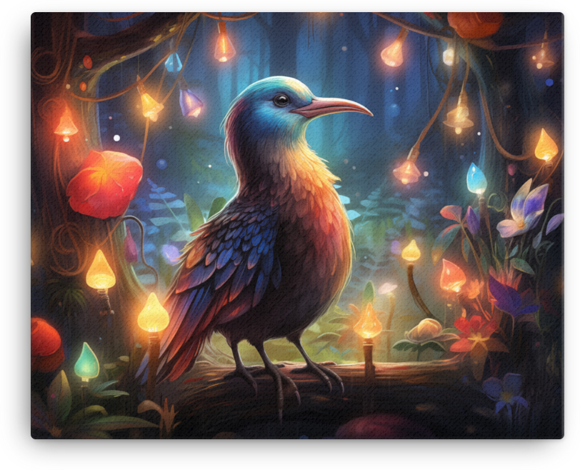 Magical Lantern Bird Canvas Wall Art