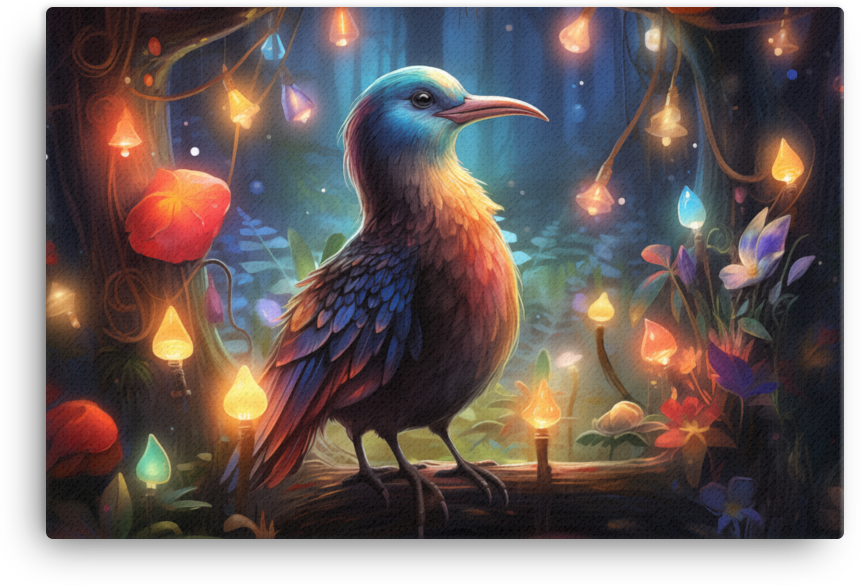 Magical Lantern Bird Canvas Wall Art