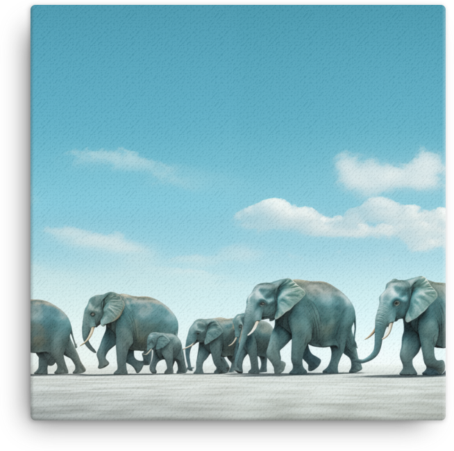 Majestic Elephant Procession Canvas Wall Art