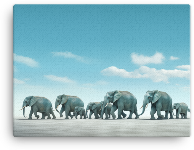 Majestic Elephant Procession Canvas Wall Art