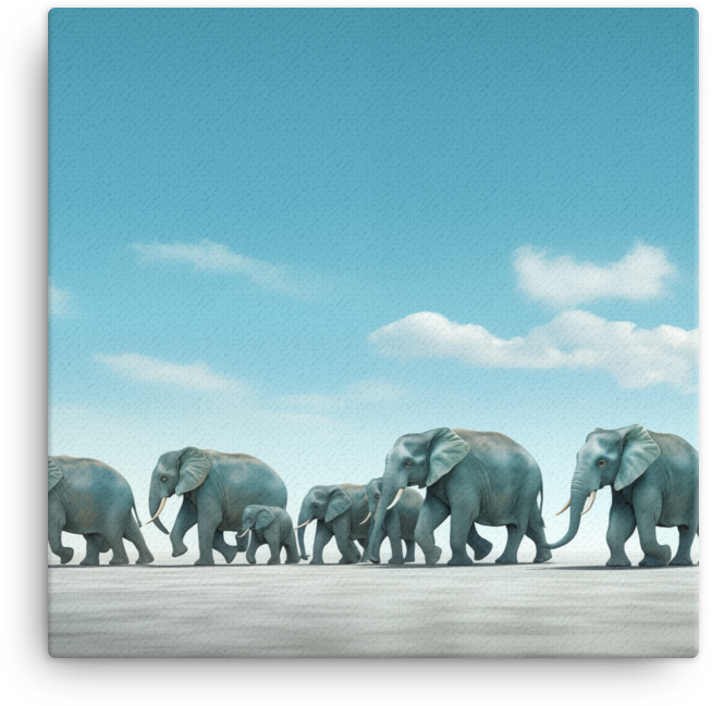 Majestic Elephant Procession Canvas Wall Art