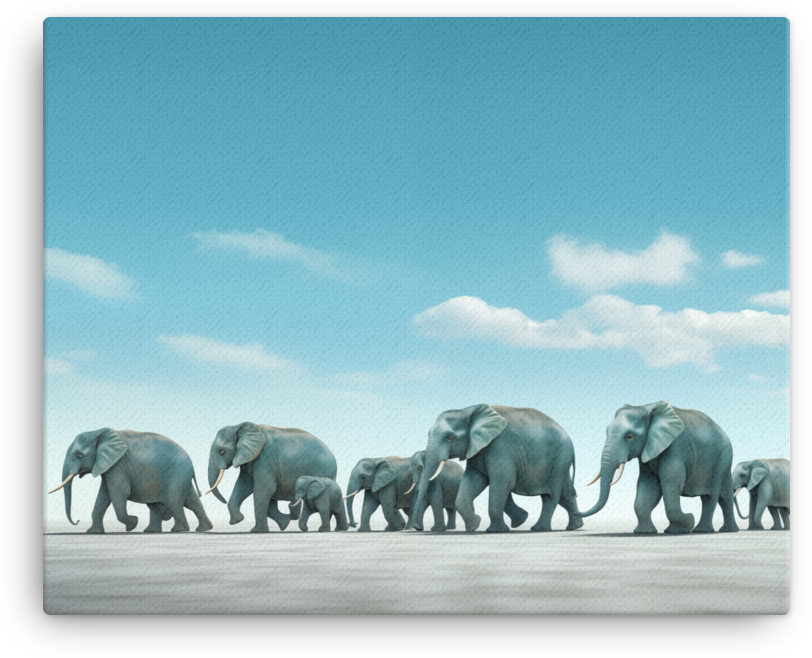 Majestic Elephant Procession Canvas Wall Art