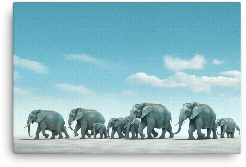 Majestic Elephant Procession Canvas Wall Art