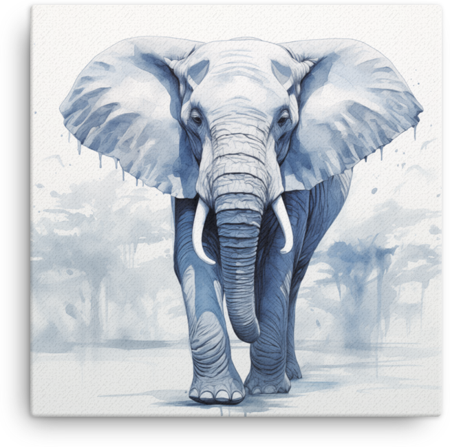 Majestic Monochrome Elephant in Mist Canvas Wall Art