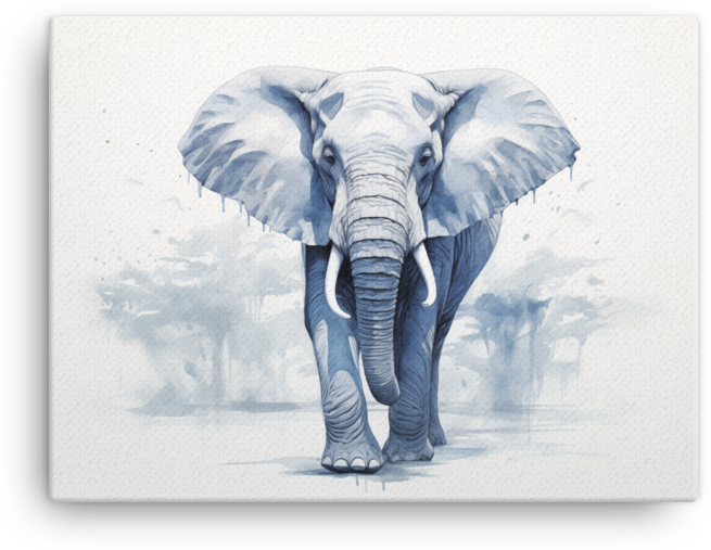 Majestic Monochrome Elephant in Mist Canvas Wall Art