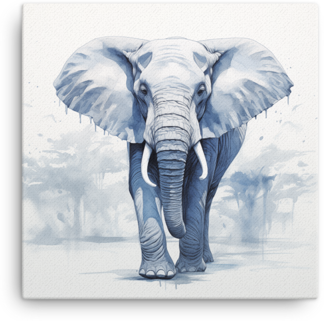 Majestic Monochrome Elephant in Mist Canvas Wall Art