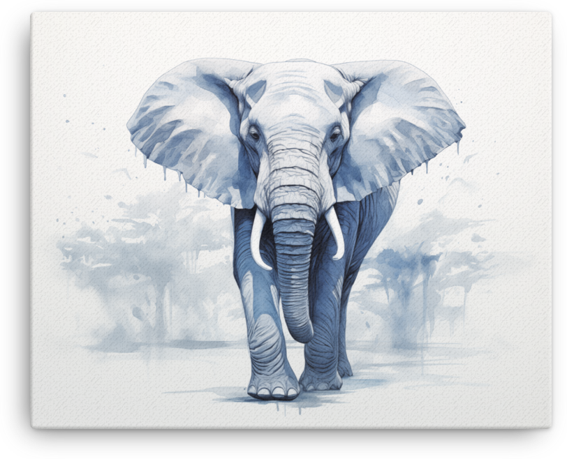 Majestic Monochrome Elephant in Mist Canvas Wall Art