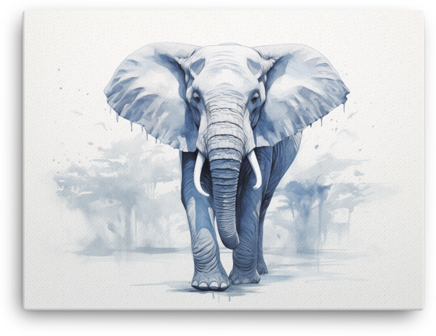 Majestic Monochrome Elephant in Mist Canvas Wall Art