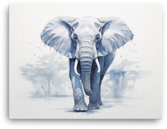 Majestic Monochrome Elephant in Mist Canvas Wall Art