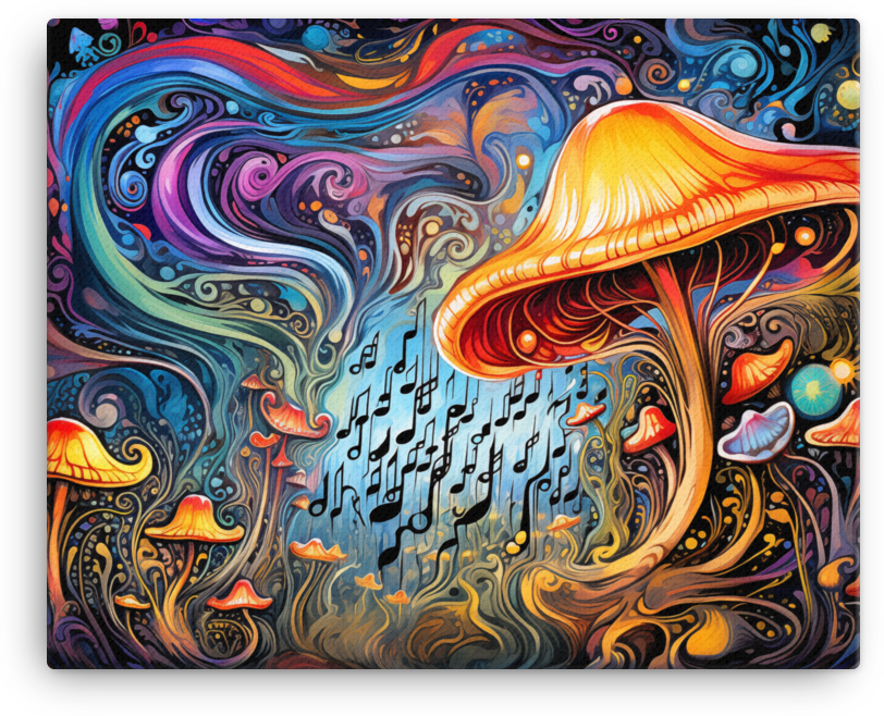 Melodic Dreamscape Mushroom Canvas