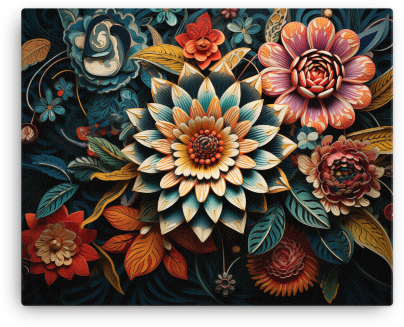Midnight Floral Mosaic Canvas Wall Art wall art