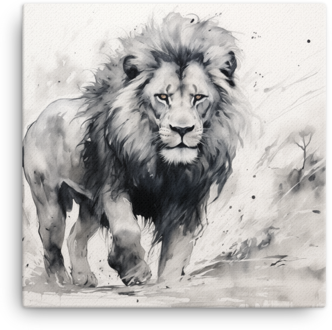 Monochrome Majesty Lion Canvas Wall Art