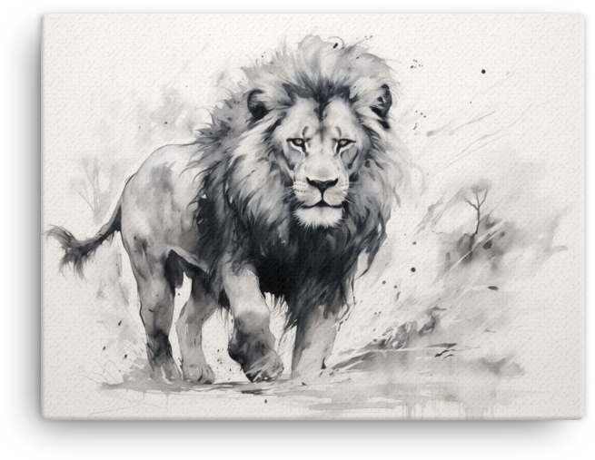Monochrome Majesty Lion Canvas Wall Art