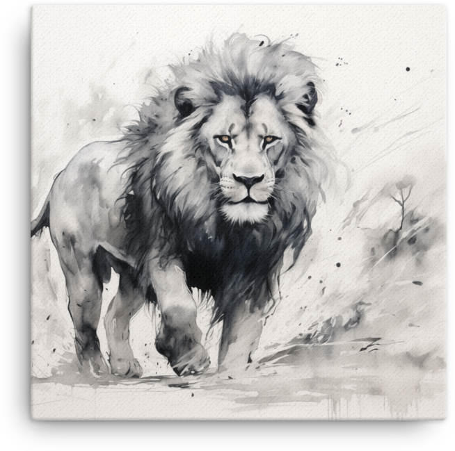 Monochrome Majesty Lion Canvas Wall Art
