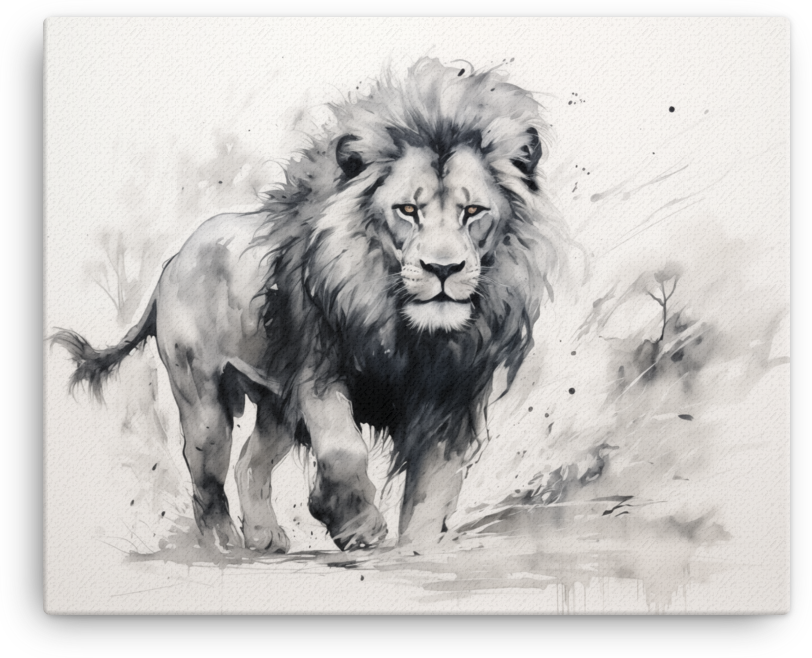 Monochrome Majesty Lion Canvas Wall Art