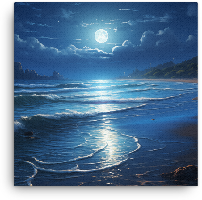 Moonlit Coastal Shores Canvas wall art