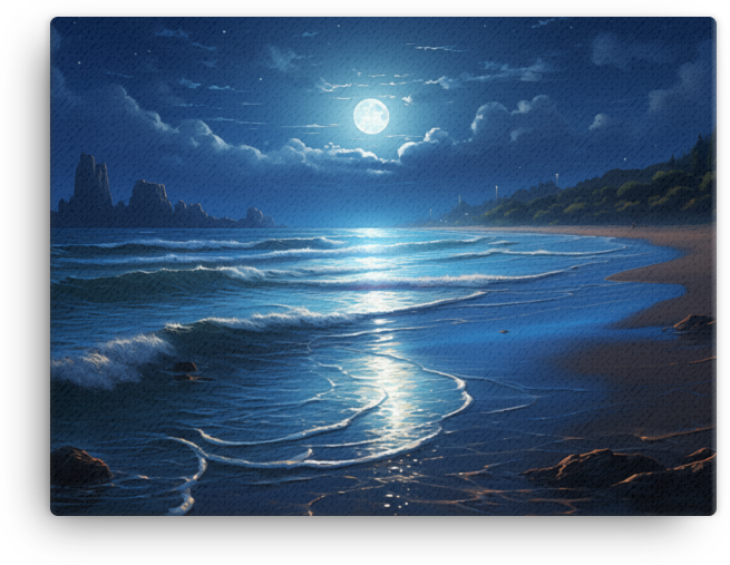 Moonlit Coastal Shores Canvas wall art
