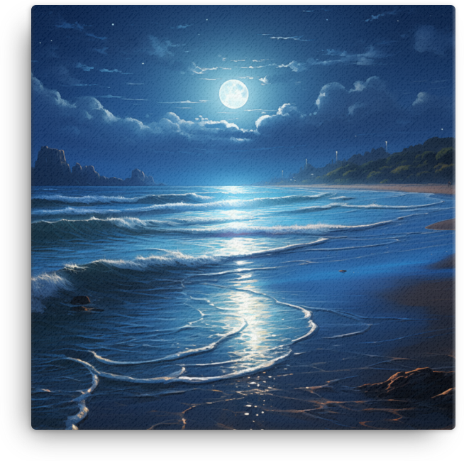 Moonlit Coastal Shores Canvas wall art
