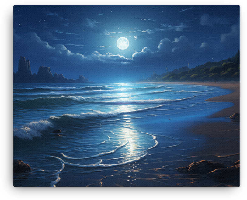 Moonlit Coastal Shores Canvas wall art