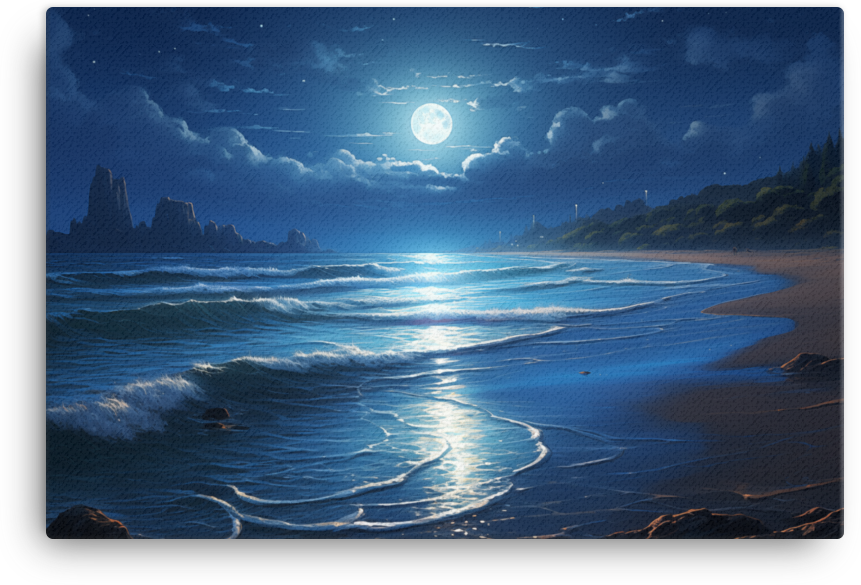 Moonlit Coastal Shores Canvas wall art