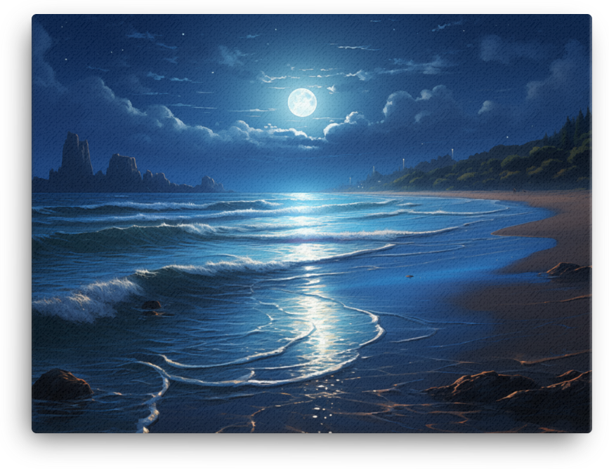 Moonlit Coastal Shores Canvas wall art
