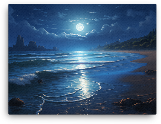 Moonlit Coastal Shores Canvas wall art