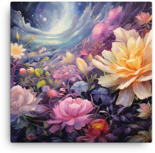 Moonlit Garden Blossoms Canvas Wall Art wall art