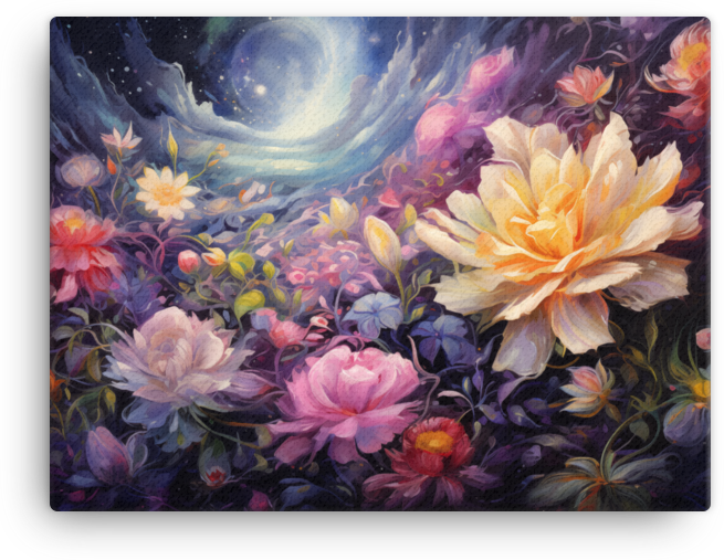 Moonlit Garden Blossoms Canvas Wall Art wall art