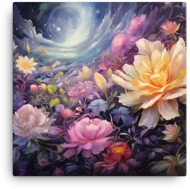Moonlit Garden Blossoms Canvas Wall Art wall art
